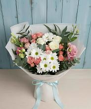 Букет цветов из:  Розы, Лизиантусы и Хризантемы в Столбище