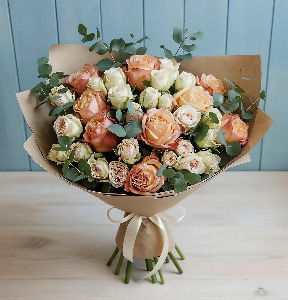 Букет цветов из: Альстромерии и Розы в Столбище