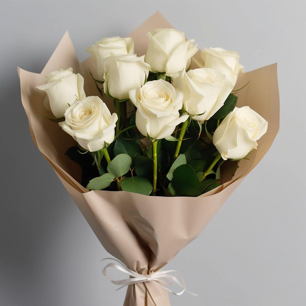 Букет 9 Белых роз Эдлесс Лав в Столбище