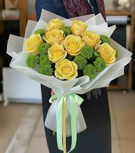 Букет цветов из:  Хризантемы и Розы в Столбище