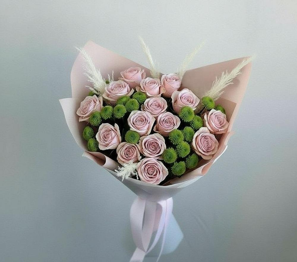 Букет цветов из: Розы и Хризантемы в Столбище