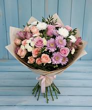 Букет цветов из:  Хризантемы, Розы и Альстромерии #REPLACE_PRED# Столбище