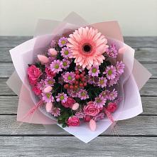 Букет цветов из:  Розы, Герберы и Хризантемы в Столбище
