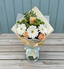 Букет цветов из:  Герберы, Розы и Хризантемы в Столбище