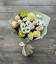 Букет цветов из:  Альстромерии, Розы и Хризантемы в Столбище